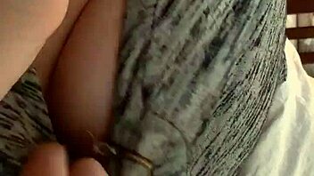 playing with my wife's stunning natural 42f tits at home