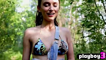 Gloria Sol, this stunning brunette model, poses outdoors. She strips naked just for your eyes.