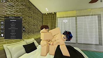 Gay creampie in Roblox with submissive demon boy follower