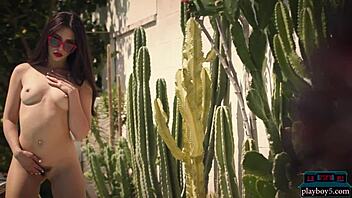 sexy teen jane wilde strips outdoors for playboy. her hairy pussy and big butt shine!