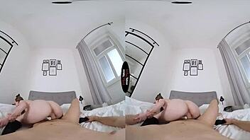 Virtual taboo experience with brunette's shaved ass in wild POV action