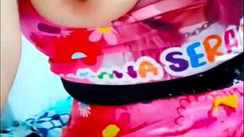 interracial masturbation, stepsister rubs her big tits