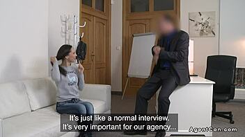 Tight Brunette Model Gets Ass Cumshot At Work