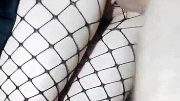 Slender girlfriend in skirt and stockings stands for homemade fucking