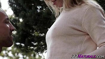 blonde babe enjoys sucking a huge cock