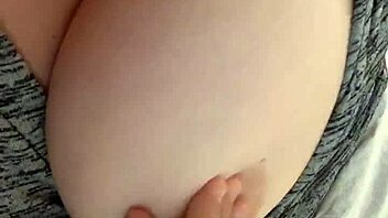 playing with my wife's stunning natural 42f tits at home