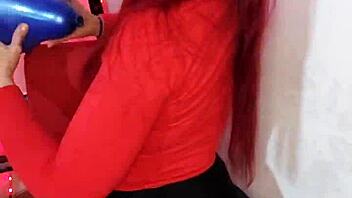 My combat trainer is so rough with me, using dildo on my tits. Close up action.