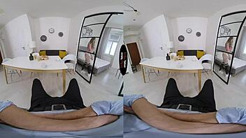 Virtual taboo experience with brunette's shaved ass in wild POV action