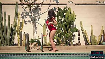 sexy teen jane wilde strips outdoors for playboy. her hairy pussy and big butt shine!