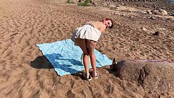 meeting stranger with big tits on public beach