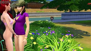 lesbians having sex in the park, licking pussies