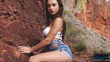 Gloria Sol strips outdoors!