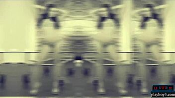 Sexy Brunette Models Strip Fully Naked for Playboy Show