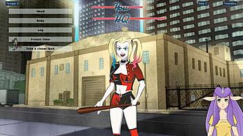 Harley Quinn's intense training session with an anime twist