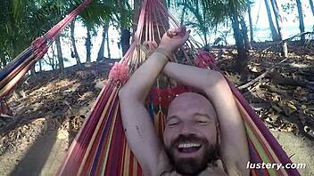 Hammock romance turns wild with BDSM and oral pleasure
