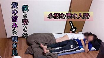 Amateur couple intensely fucks in the bedroom while kids are away, featuring big tits and blowjob.