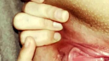 stretching my fat shaved pussy wide open under covers to bust nut