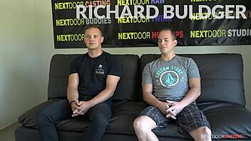 straight amateurs first gay blowjob at audition - nextdoorstudios