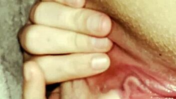 stretching my fat shaved pussy wide open under covers to bust nut