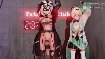 The futa conqueror dances with her monster cock in skmt