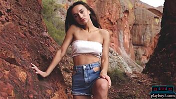 Gloria Sol strips outdoors!