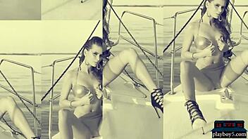 Sexy Brunette Models Strip Fully Naked for Playboy Show