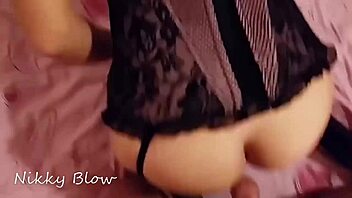 I take his dick from behind in sexy lingerie and heels.