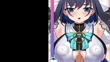 Hentai game features hot blonde with huge boobs and monster cock