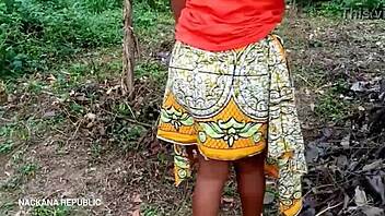 The sexy ebony tattooed babe teases with her big ass in panties, making you cum instantly outdoors