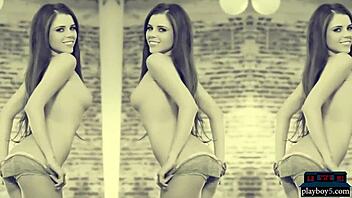 Sexy Brunette Models Strip Fully Naked for Playboy Show