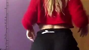 Hot blonde teen dances and strips