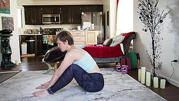 yoga instructor teaches lesson to friend and girlfriend