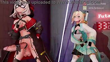 The futa conqueror dances with her monster cock in skmt