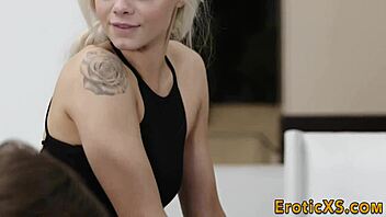 classy petite blonde rides her lover in high definition hardcore scene