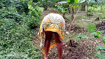 The sexy ebony tattooed babe teases with her big ass in panties, making you cum instantly outdoors