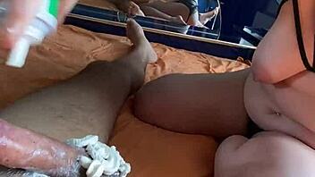 Stepson pleasures stepmom with creamy blowjob and more