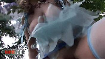 Outdoor FOURSOME with naughty blonde ANGELS