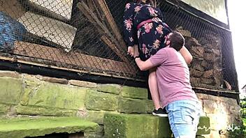 Big beautiful women having sex in an abandoned barnyard