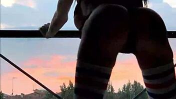 Dancing at the window in lingerie