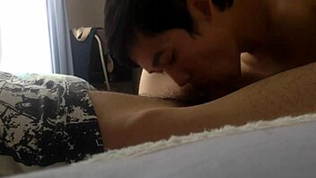 boyfriend blowjob with friend in bareback gay action