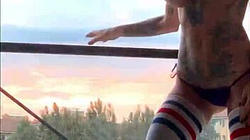 Dancing at the window in lingerie
