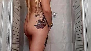 alina takes a sexy shower in the bathroom