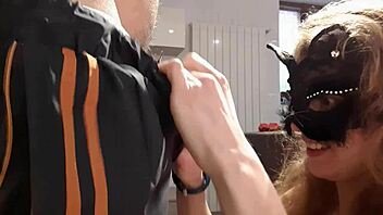 blonde girlfriend gives warm blowjob to her boyfriend