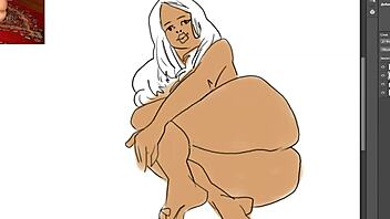 i created this sexy anime digital art with big ass and feet