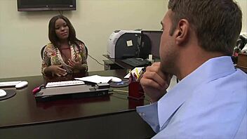 Does Candice Nicole suck and fuck with a white cock in this interracial scene?