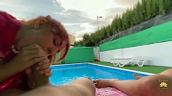 Latina Sucks Monster Cock In Pool