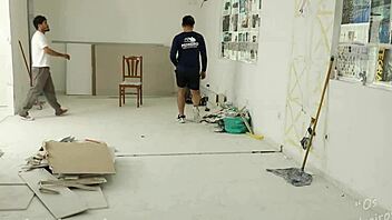 Brazilian group of thirteen bricklayers have an orgy before work.