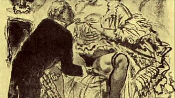 Classic erotic illustrations from an anime cartoon era