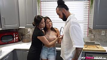 Passionate Stepmoms Sherrie And Angelina Moon Share Secretive Threesome Emotions