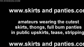 Babe Teases With Upskirt Skirt And Lingerie Panties